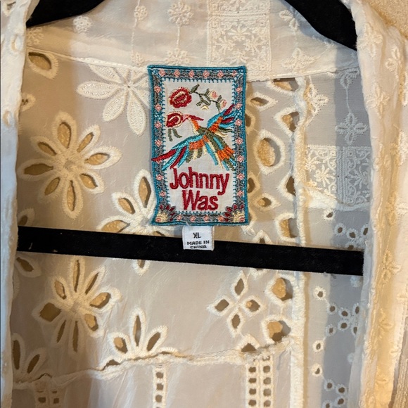 Johnny Was Cream Lace Kimono with Colorful Tassels - Picture 2 of 5